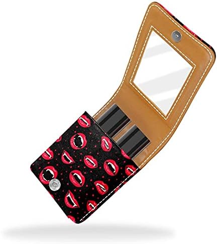 Rúzs Esetben A Tükör Halloween Lip Lip Gloss Jogosultja Hordozható Rúzs Tároló Doboz Utazási Smink Táska Mini Bőr Kozmetikai