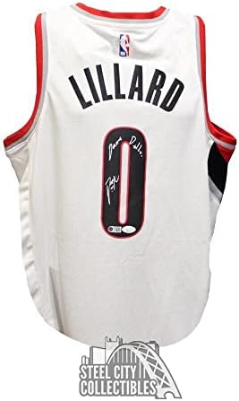 Damian Lillard Autogramot Portland Fehér Swingman Dame Király BK Jersey-SZÖVETSÉG - Dedikált NBA Mezek