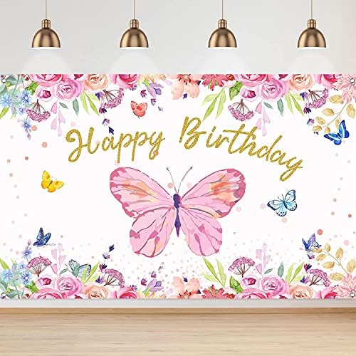 Pillangós Születésnapi Party Dekorációk, Kellékek Akvarell Pillangó Hátteret, Banner, a Lányok Babát Fél Banner Fotózás