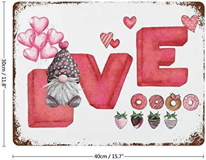 Egyedi Jelek Személyre szabott Valentin-Nap Gnome Piros Szív Szerelmes Szavakat, Alumínium Jel 12x16 Hello Valentin
