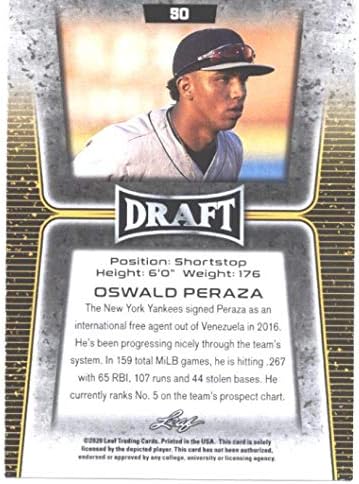 2020 Levél Tervezetét 50 Oswald Peraza New York Yankees (1. Levél Kártya) MLB Baseball Kártya (RC - Újonc Kártya) NM-MT