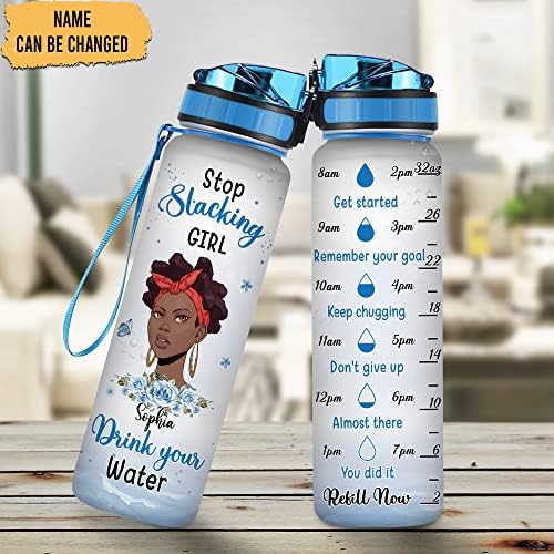 Hyturtle Személyre szabott Dink A Víz 32Oz Liter Motivációs Víz, Üveg, Egyedi Afrikai Amerikai Fekete Nők Víz Üveg Időt
