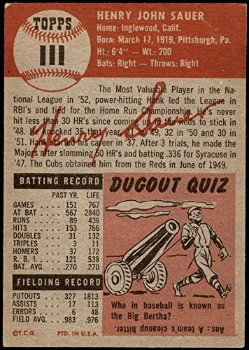 1953 Topps 111 Hank Sauer Chicago Cubs (Baseball Kártya) VG Cubs