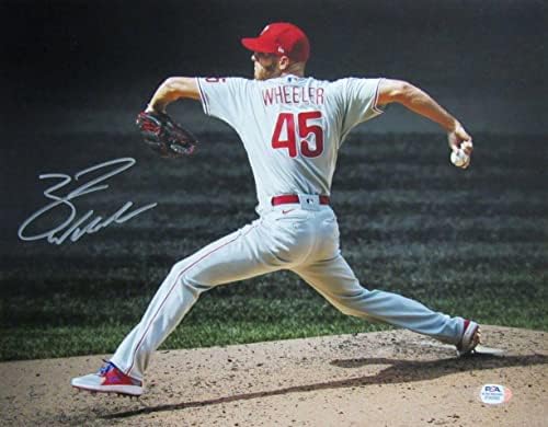 Zack Wheeler Dedikált 11x14 Fotó Philadelphia Phillies PSA/DNS - Dedikált MLB Fotók