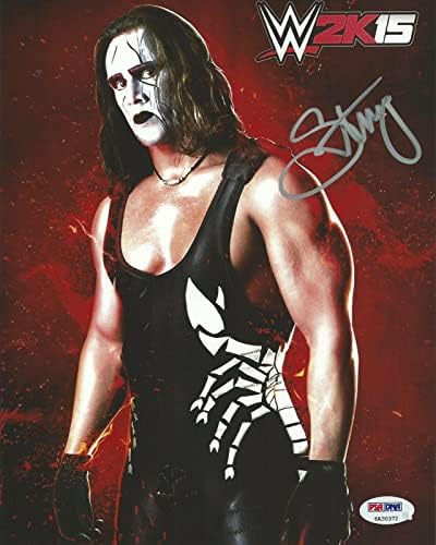 Sting Aláírt WWE 2K15 Promo 8x10 Fotó PSA/DNS-COA Kép Autogramot WCW TINA AEW - Dedikált Birkózás Fotók
