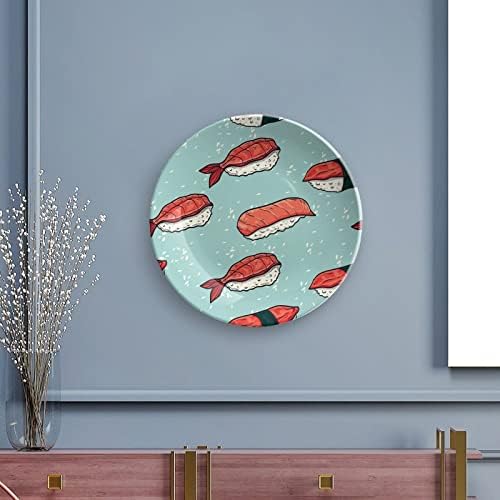 Sushi pedig Rolls Japán Étel Vicces porcelán Díszítő Tányér Kerek Kerámia lapok Kézműves Display Állvány Home Office