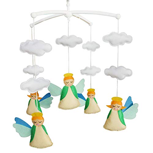 A baba Kiságy Mobil Gyerekszoba Dekoráció Gyerekágy Érzékszervi Játékok Csecsemő A12 [Angyal, Fehér Felhő]