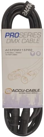 Accu Cable AC5PDMX15PRO, PRO Series DMX Színpadi Fény Kábel, 5 Pin csatlakozó (15 FT)