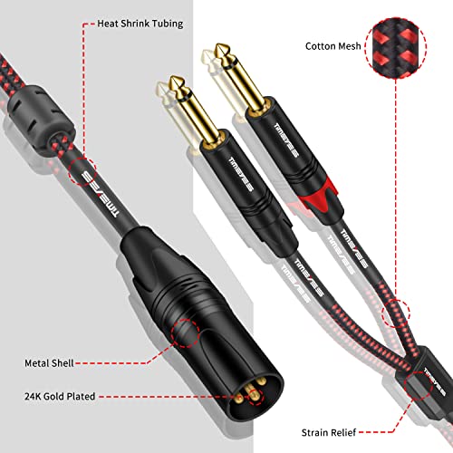 TIMEYES 10FT XLR, hogy 6.35 mm-es Kábel - Kettős 1/4 Hüvelyk Férfi-XLR 3-Pin Férfi Dugó, Mikrofon Kábel XLR-Dual 6.35