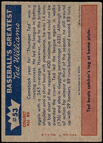1959 Fleer 53 Visszatérése Sikeres Ted Williams, a Boston Red Sox (Baseball Kártya) Dean Kártyák 5 - EX Red Sox