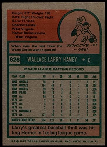 1975 Topps 626 Larry Haney Oakland Athletics (Baseball Kártya) NM+ Atlétika