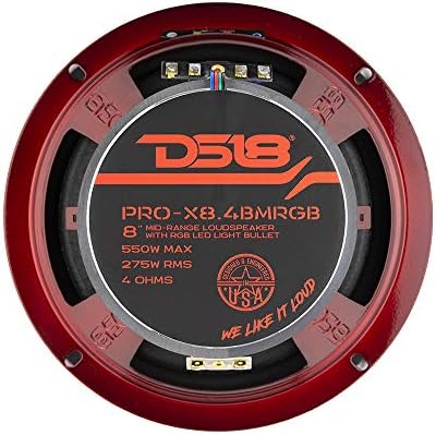 DS18 PRO-X8.4BMRGB Hangszóró RGB Lámpa Golyó - 8, Középkategóriás, 550W Max., 275W RMS, 4 Ohm - Prémium Minőségű Audio