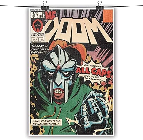 Rapper MF Doom Poszter Retro Zenei Poszterek Vászon Wall Art Plakátok Szoba Esztétikai 12x18inch keret nélküli Szoba