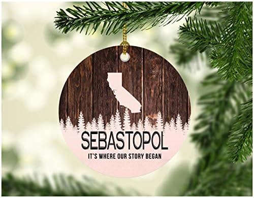 Karácsonyfa Dísz, 2022-Ben A Város Nevét Sebastopol Kaliforniai Sebastopol CA Ez, Ahol A Történet úgy Kezdődött, - Boldog