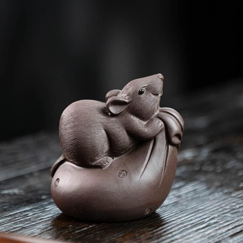 ZLXDP Kézzel készített Lila Agyag Tea kedvtelésből tartott Állat Modell Szobor Kézműves Szerencsés Tea Figura Díszek