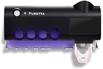 PURETTA Fogkefe sterilizáló Fogkefe tartó LED UV Sterilizáló Funkció Újratölthető Napenergia,Vezeték nélküli Design,Falra