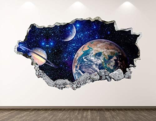 Nyugat-Hegy Föld Bolygó Fali Matrica Art Dekoráció 3D-s Összetört Tér Matrica Poszter, Gyerek Szoba Falfestmény, Egyedi