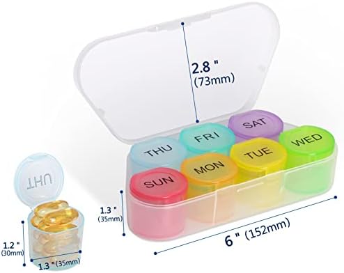 NatureTouch Heti Tabletta Szervező, BPA Mentes Gyógyszer Szervező Szivárvány 7 napos Gyógyszeres Doboz, Napi Hordozható