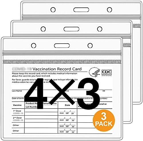 3 Csomag Vakcina Kártya Protector 4 X 3, CDC Kártya Oltás Jogosultja Vízálló, Újrafelhasználható, Utazás