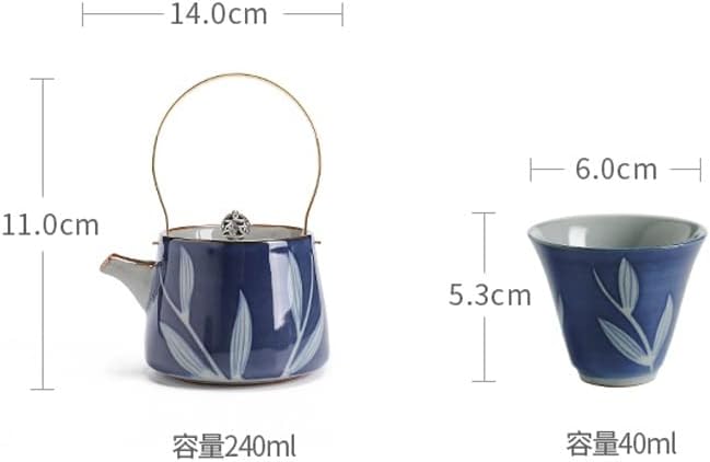 ZLXDP Kék-Fehér Teaset HandmadeBlue Máz Bazsarózsa Kerámia teáskanna 1 Pot 4 Csésze Tea Szertartás Kung Fu Puer Utazási
