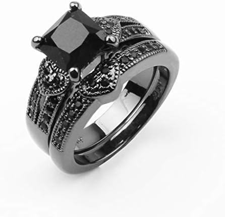 Fekete Gyémánt Gyűrű Szerelem, Esküvői Gyűrű, Esküvői Gyűrű, Négyzet Fekete Köves Gyűrű, Jegygyűrű