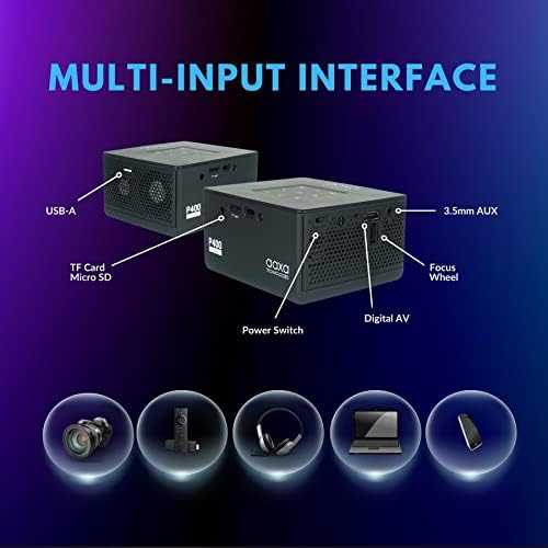 AAXA P400 Natív 1080p Rövid vetítési Mini Projektor, 2 Óra Akkumulátor, Fedélzeti Média Lejátszó, HDMI/USB/microSD Bemenet,