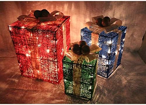 Xinmengyuan, 12 colos Készlet 3 Karácsonyi Égő Ajándék Doboz Piros, Kék, Zöld, Karácsonyra Otthon Vagy az Udvaron Dekoráció