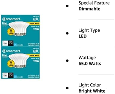 LED TECHNOLÓGIA EcoSmart 65 Wattos Egyenértékű BR30 Szabályozható LED Izzó, Fényes Fehér (12-es), 12 Darab (Csomag 1)