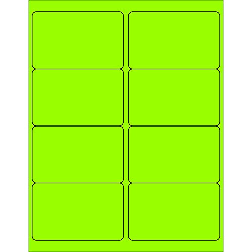 Partnerek Márka PLL179GN Téglalap Lézer Címkék, 4 x 2 1/2, Fluoreszkáló Zöld (Csomag 800)