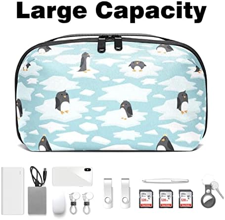 Hordtáska Utazási Táska Tok USB Kábel Szervező Zseb Tartozék Cipzáras Tárca, Antarktiszi Gleccser Állat Pingvin