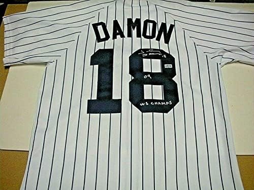 Johnny Damon New York-i Yankee Wschamp Steiner/coa Aláírt Hivatalos Fenséges Jersey - Dedikált MLB Mezek