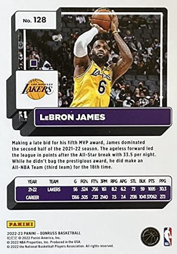 LeBron James 2022 2023 Donruss Kosárlabda Sorozat Menta Kártya 128 épp rá az Arany Los Angeles Lakers Jersey