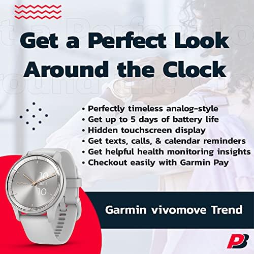 PlayBetter Garmin vivomove Trend (Ezüst/Szürke Köd) Hibrid Smartwatch - 2023 Analóg Stílus Fitness Óra, Érintőképernyő