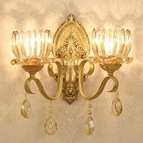 MGJX Európai Fény Luxus Beltéri Fali Lámpa Kristály Teljes Réz Fali Lámpa, Amerikai Virág, Hálószoba Éjjeli Lámpa Folyosó