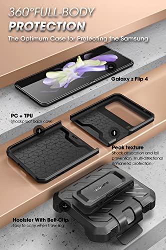 SUPCASE Egyszarvú Bogár Pro Series tok Samsung Galaxy Z Flip 4 5G (2022), Teljes Test Kettős Réteg Masszív Védő tok