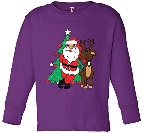 Santa & Rénszarvas - Karácsonyi Manó A Mikulás Csecsemő/Kisgyermek Pamut Jersey Póló
