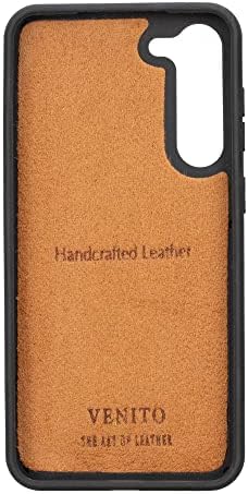 Venito Lucca Bőr tok Kompatibilis a Samsung Galaxy S23 Ultra (6.8 cm) Esetben Extra Biztonságos Párnázott hátlap (Fekete