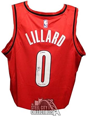 Damian Lillard Autogramot Portland Piros Dame Dollár Swingman Kosárlabda Jersey-SZÖVETSÉG - Dedikált NBA Mezek