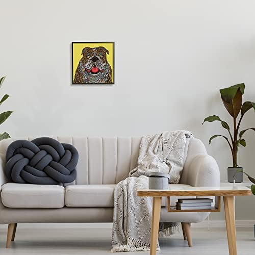 Stupell Iparágak Mosolyogva Bulldog Merész Kreatív Mandala Minták, Formák, Keretes Wall Art, Design By Valentina Harper