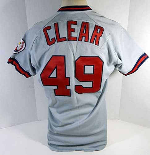 1991-ben a Kaliforniai Angyalok Mark Clear 49 Játék Kiadott Szürke Jersey 44 DP14376 - Játék Használt MLB Mezek