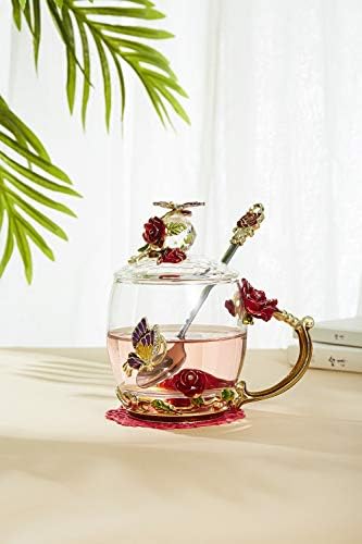 Virág, Átlátszó Csésze, Pohár, Csésze, (A Kanál + Fedél) , a Teát, a Csészéket , Virág Tea Csésze Tea Csésze Ajándék,