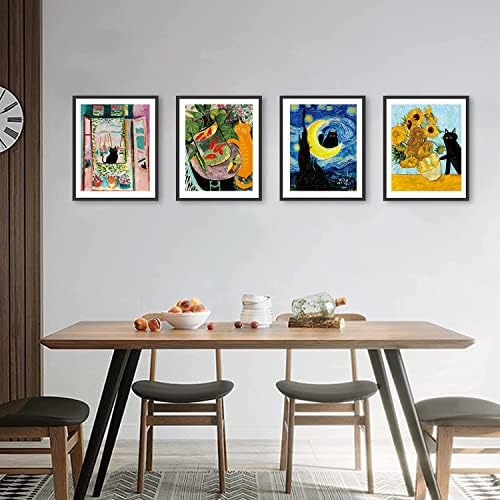 XLA Vicces Macska Fal Művészi Nyomatok,Vincent Van Gogh Macska Napraforgó Festmények, Művészeti Plakátokat, Matisse