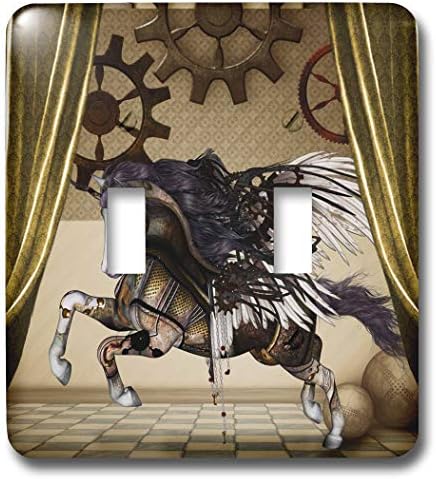3dRose Heike Köhnen Design Steampunk - Csodálatos steampunk ló szárnyakkal - kettős váltókapcsoló (lsp_310281_2)
