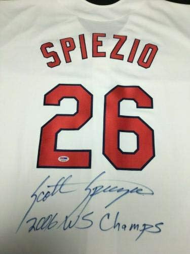 Scott Spiezio Aláírt a St. Louis Cardinals Baseball Jersey 2006 WS Bajnok a PSA - Dedikált MLB Mezek
