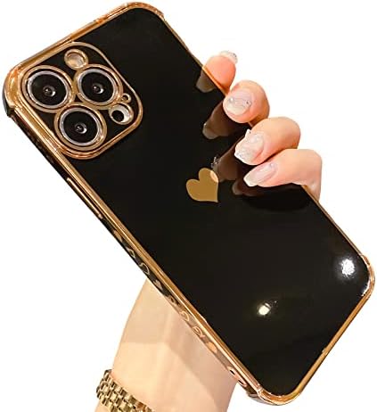 niufoey Kompatibilis az iPhone 13 Pro Max Esetben a Kamera Védelem,Luxus Galvanizáló Szerelmes Szív Telefon Esetében
