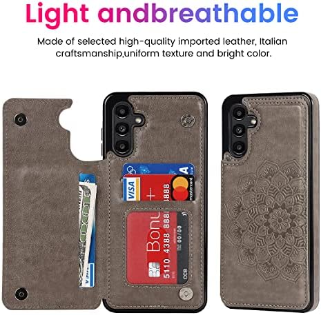 UEEBAI tok Samsung Galaxy A13 5G/A04s, Luxus PU Bőr Flip tok [Két Mágneses Csattal] [Card Slot] Állvány Funkció Dombornyomott