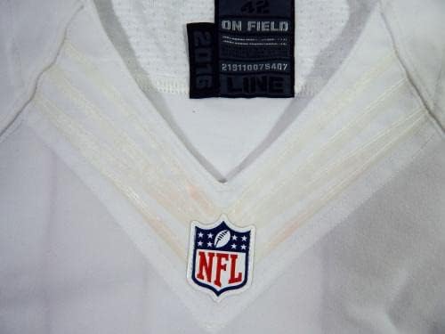 -ban a San Francisco 49ers Rod Streater 81 Játék Kiadott Fehér Jersey 42 DP46957 - Aláíratlan NFL Játék Használt