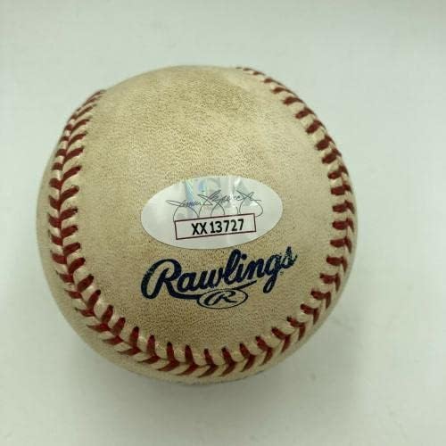 Mariano Rivera 2001 Rájátszás Utolsó Mentés Aláírt Játék Használt Baseball SZÖVETSÉG COA - MLB Dedikált Baseball Játék,