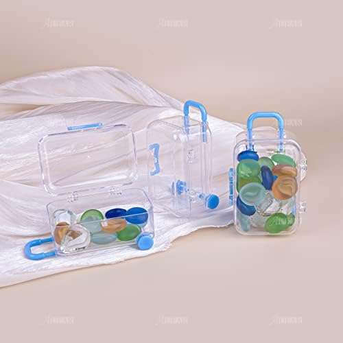 AUEAR, 12 Csomag Mini Műanyag Bőrönd Utazási Csomagokat Cukorkát Doboz Esküvő Party Dekoráció, Kék