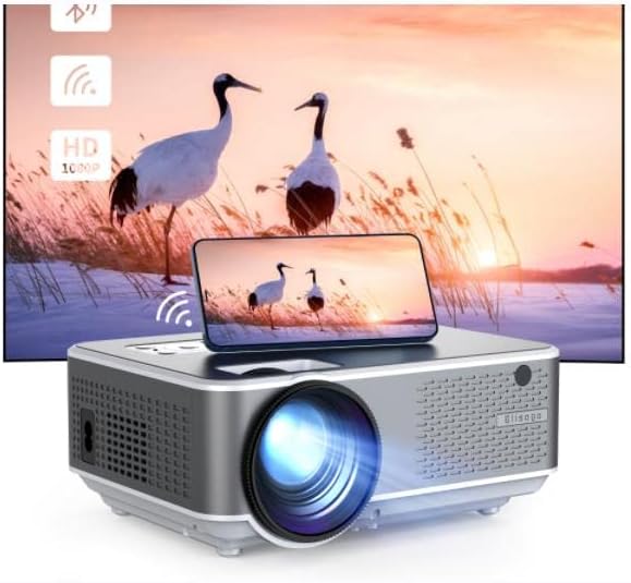 Giaomar Projektor Natív 1080P Full HD, 4K Támogatott,8500 Lumen, Hordozható Projektor, Mini Mozi Projektor Kompatibilis